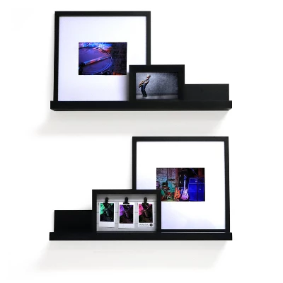 Set Of 2 (24") Modern Picture Ledge Wall Shelf Black - Inplace - Image 5