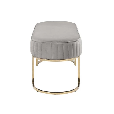 Simple Relax Set Of 2 Velvet Bench With Metal Base In Grey - Image 2