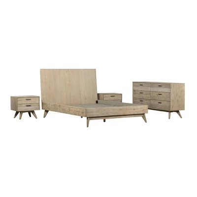King 4pc Baly Bedroom Set Sandblast Gray - Armen Living - Image 2