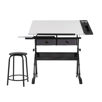 Core Drawing Table And Stool Set Charcoal Black/White - Studio Designs - Image 8