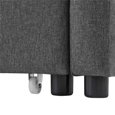 Yaheetech Convertible Sofa Loveseat With Pull-out Trundle Lounge-Dark Gray - Image 7