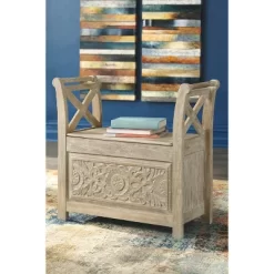 Fossil Ridge Accent Bench Whitewash - Signature Design By Ashley