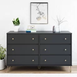 6 Drawer Owen Dresser Black - Novogratz