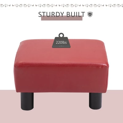 HomCom Modern 15" Rectangular Faux Leather Ottoman Footrest - Image 2