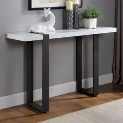 Druse Sofa Table With U-Shaped Legs White/Black - MiBasics