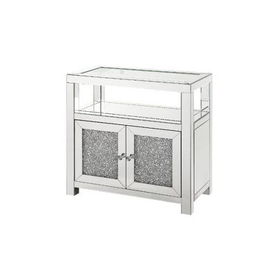 32" Noralie Cabinet Clear Glass/Mirrored/Faux Diamonds - Acme Furniture - Image 3