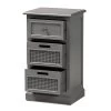 Sheldon Vintage Wood And Synthetic Rattan 3 Drawer Nightstand Gray - Baxton Studio