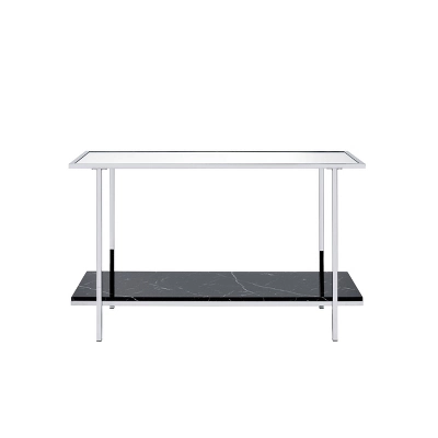 Angwin Console Table Mirrored Faux Marble/Chrome - Acme Furniture
