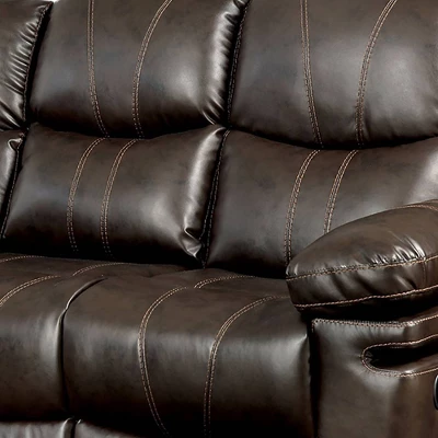 Orvis Bonded Leather Reclining Sofa Brown - HOMES: Inside + Out - Image 3