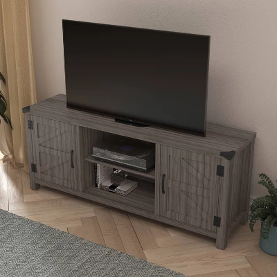59" Barn Door Style TV Stand For TVs Up To 65" - Merrick Lane - Image 2