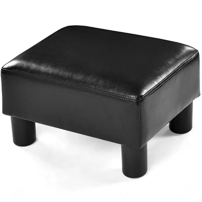 Costway PU Leather Ottoman Rectangular Footrest Small Stool W/ Padded Seat White/Black/Red - Image 10