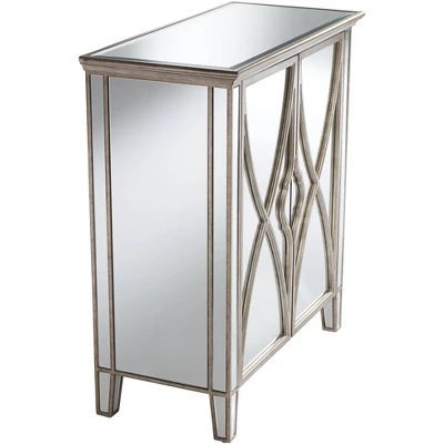 Studio 55D Glam Wood Finish Mirrored Rectangular Accent Cabinet 48" X 24" Silver Magnetic Closure Two-Door For Living Room House - Image 7