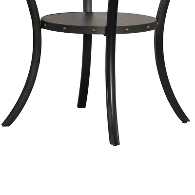 48" Round Wooden Dining Table With Flared Legs Gray - Benzara - Image 3