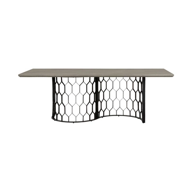 Rectangular Solange Concrete/Metal Dining Table Gray - Armen Living - Image 2