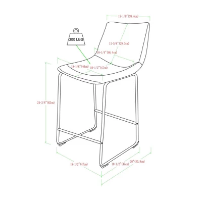 Set Of 2 Laslo Modern Upholstered Faux Leather Counter Height Barstools - Saracina Home - Image 6