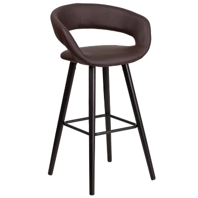 Emma And Oliver 29"H Wood Rounded Open Back Barstool - Image 12