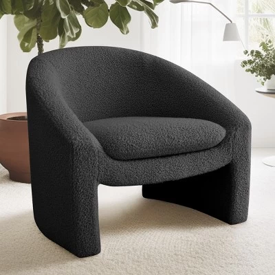 Kiki 32" Wide Contemporary Design Faux Shearling Boasting Streamlined Silhouette Armrest Accent Barrel Chair-The Pop Maison - Image 10