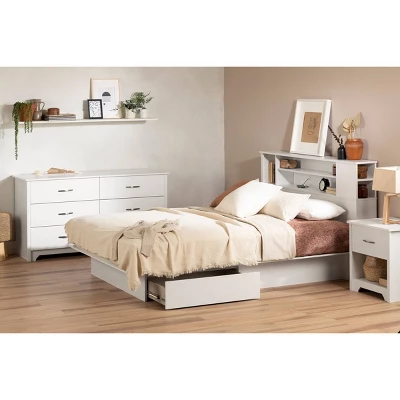 Queen Fusion 2 Drawer Platform Bed Pure White - South Shore - Image 2