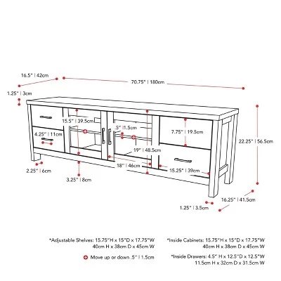 Hollywood Cabinet With Doors TV Stand For TVs Up To 80" Dark Gray - CorLiving - Image 10