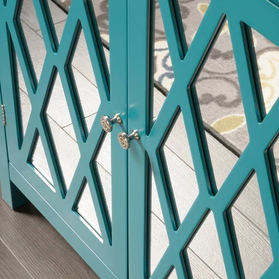 Harbor View 2 Door Geometric Accent Storage Cabinet - Caribbean Blue - Sauder - Image 4