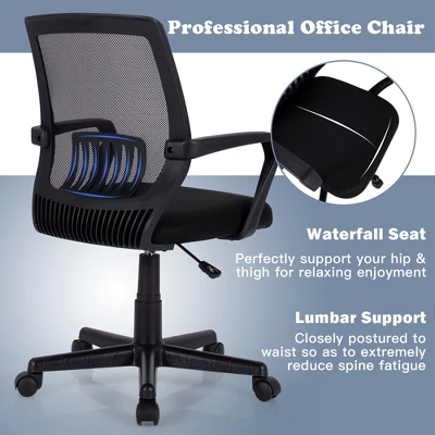 Costway Mid-Back Office Executive Chair Mesh Chair Height Adjustable W/ Lumbar Support - Image 6