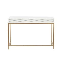 Contemporary 2 Drawer Metal Console Table White - Olivia & May