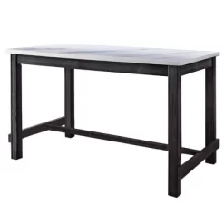 60" Yelena Dining Table Marble/Weathered Espresso - Acme Furniture
