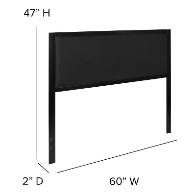 Emma And Oliver Queen Size Metal Headboard - Black Fabric Upholstery Fits Standard Bed Frames - Image 4