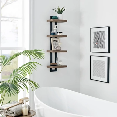 36" X 11" 4 Tier Ladder Bracket Floating Wall Shelf Unit - Danya B. - Image 8