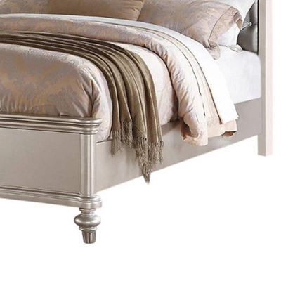 Queen Opulent Wooden Bed Silver/Gray - Benzara - Image 2