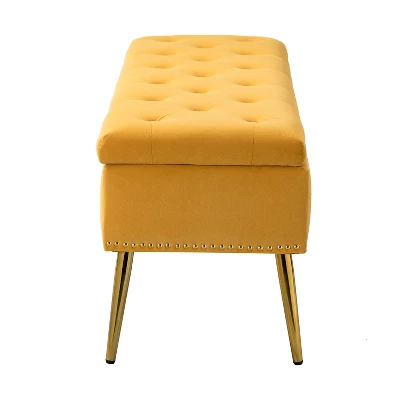 Hippolytus Storage Bench With Nailhead Trim And Button-tufted For Bedroom | ARTFUL LIVING DESIGN - Image 2