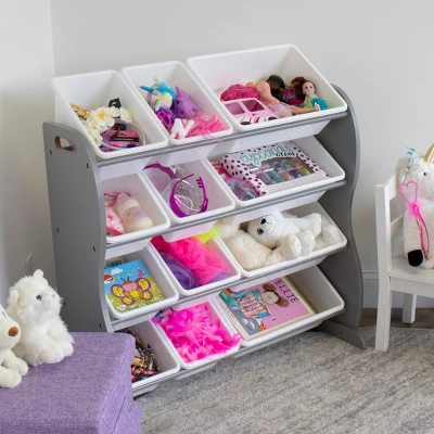 Inspire Contour Toy Storage Organizer With 12 Storage Bins Gray/White - Humble Crew - Image 4