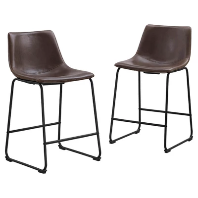 Set Of 2 Laslo Modern Upholstered Faux Leather Counter Height Barstools - Saracina Home - Image 8