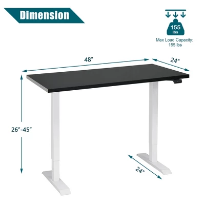 Costway 48'' Electric Sit To Stand Desk Adjustable Standing Workstation W/Control - Image 2
