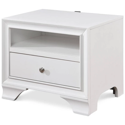 Edmond 1 Drawer Nightstand With USB White - ClickDecor - Image 2