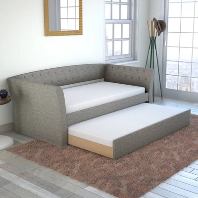 Twin Olivia Linen Upholstered Sofa Daybed With Trundle - Eco Dream - Image 7