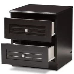 Carine Modern And Contemporary Finished 2 Drawer Nightstand Dark Brown - Baxton Studio