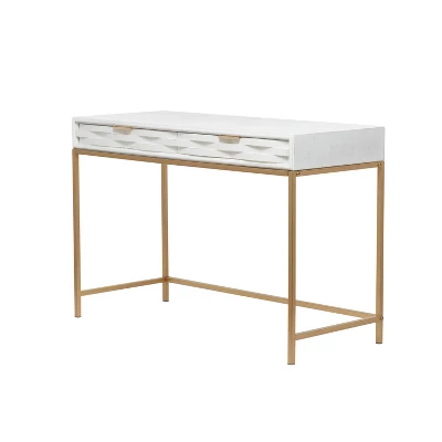 Contemporary 2 Drawer Metal Console Table White - Olivia & May - Image 7