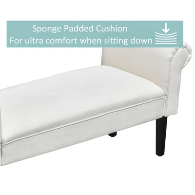 HOMCOM 52" Linen Upholstered Accent Ottoman Bench With Armrests - Image 4