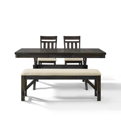 Hayden 4pc Extendable Dining Set With Bench And 2 Slat Back Chairs Slate - Crosley - Image 6