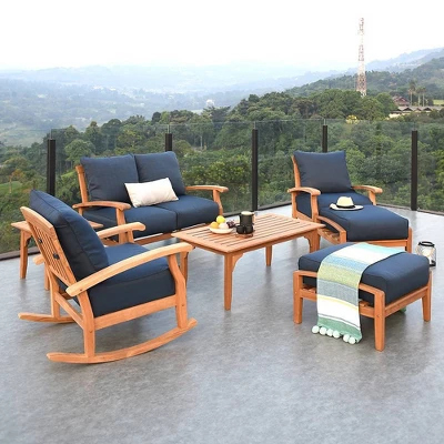 Caterina Teak Patio Rocking Chair With Cushion - Cambridge Casual - Image 5