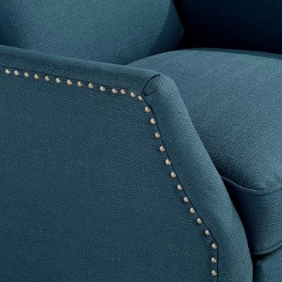 Studio 55D Katy Bold Blue Recliner Chair Modern Armchair Comfortable Push Back Manual Reclining Footrest Pewter Nailhead For Bedroom Living Room House - Image 3