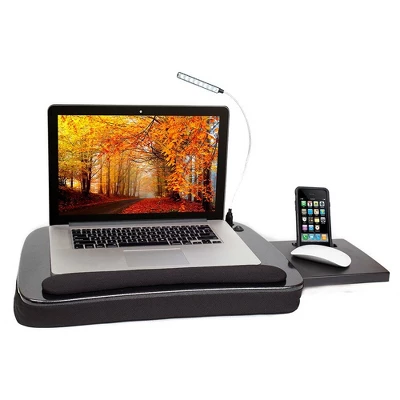 Sofia + Sam Multi Tasking Memory Foam Lap Desk With USB Light And Mouse Pad - Black - Image 2