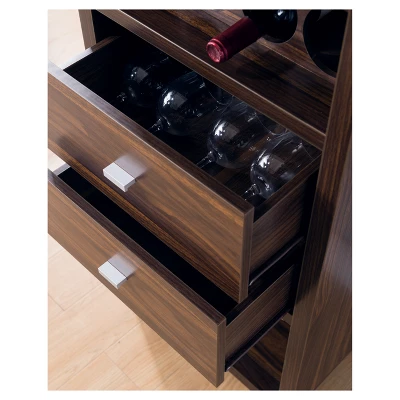 Iohomes Sierri Contemporary Wine Cabinet Dark Walnut - HOMES: Inside + Out - Image 4