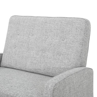 Calliope Buttoned Fabric Reclining Loveseat Light Gray Tweed - Christopher Knight Home - Image 3