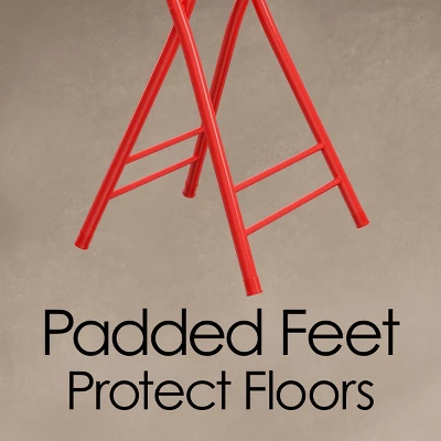 Hastings Home 24-Inch Heavy-Duty Folding Round Stool With 300-lb Weight Capacity, Red - Image 4