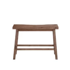 Saddle Seat Wooden Bench With Canted Frame Brown - Benzara