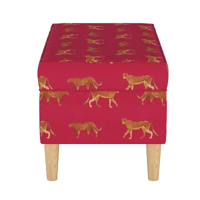 Storage Bench Cheetah Walk Raspberry - Skyline Furniture - Image 2