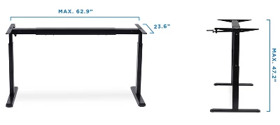 Mount-It! 44" To 64" Wide Manual Hand Crank Standing Desk Height Adjustable Frame Black MI-7931 - Image 4