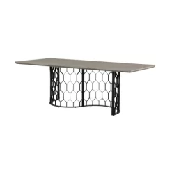 Rectangular Solange Concrete/Metal Dining Table Gray - Armen Living